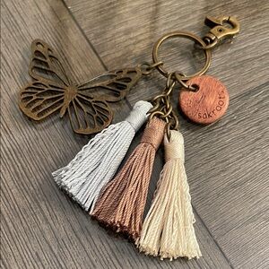 Sakroots Bronze Butterfly Keychain with Tassels